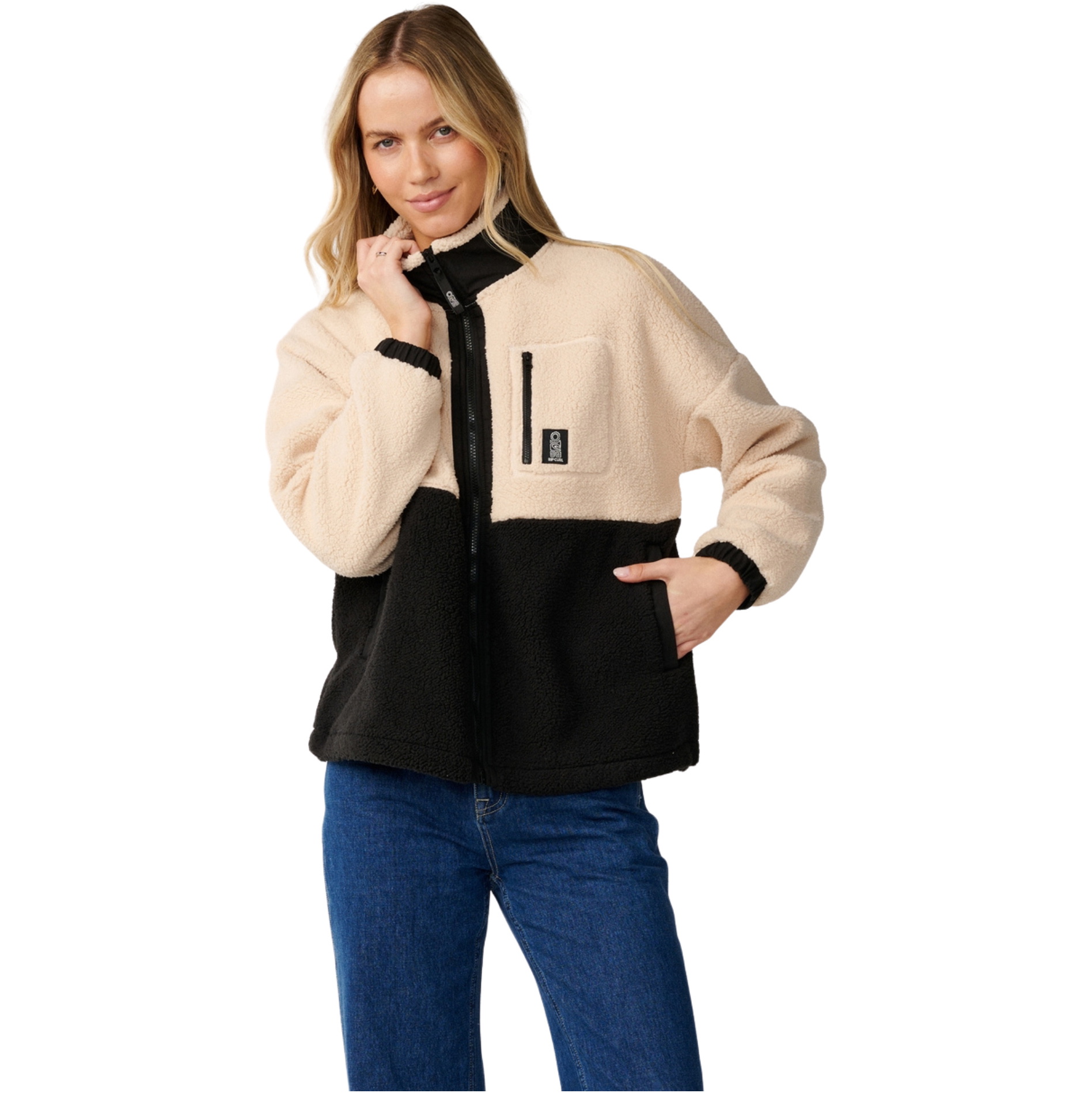 2026 Rip Curl Mujer S-Series Bonded Polar Cremallera Thru Fleece 0DDWFL - Black